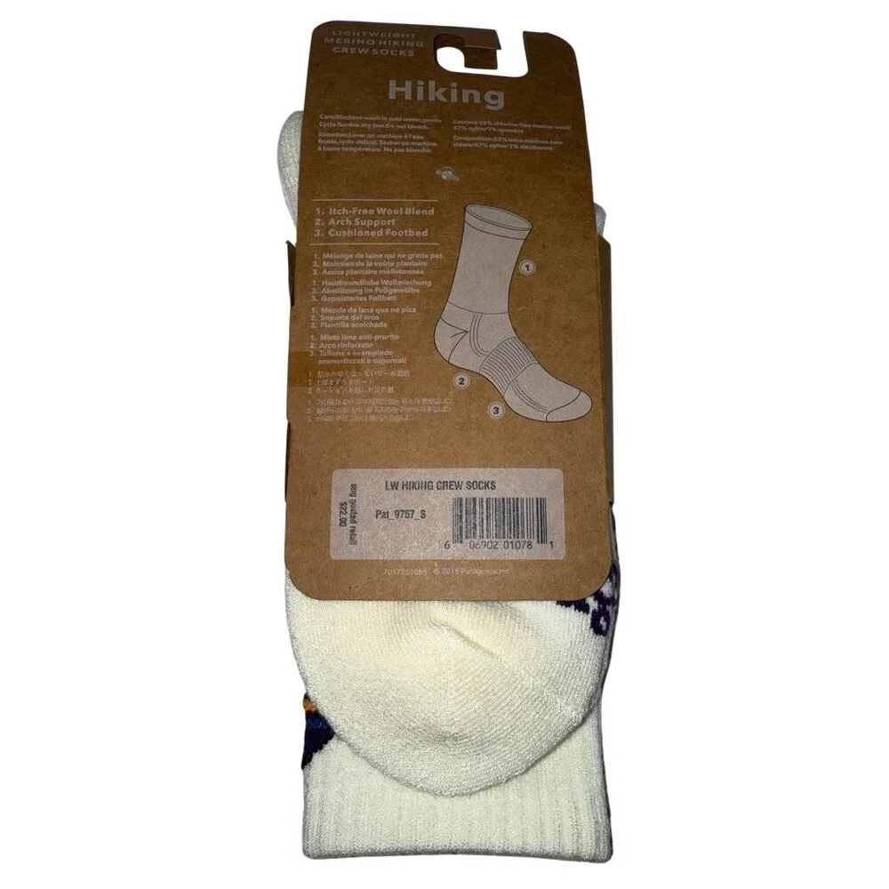 Patagonia Hiking Socks White Logo Medium Size 4 - 6.5 Women's Outdoor Athletic